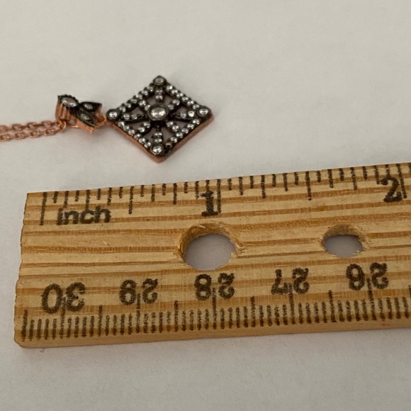 Diamond shape necklace 925 silver cz necklace - Picture 2 of 2